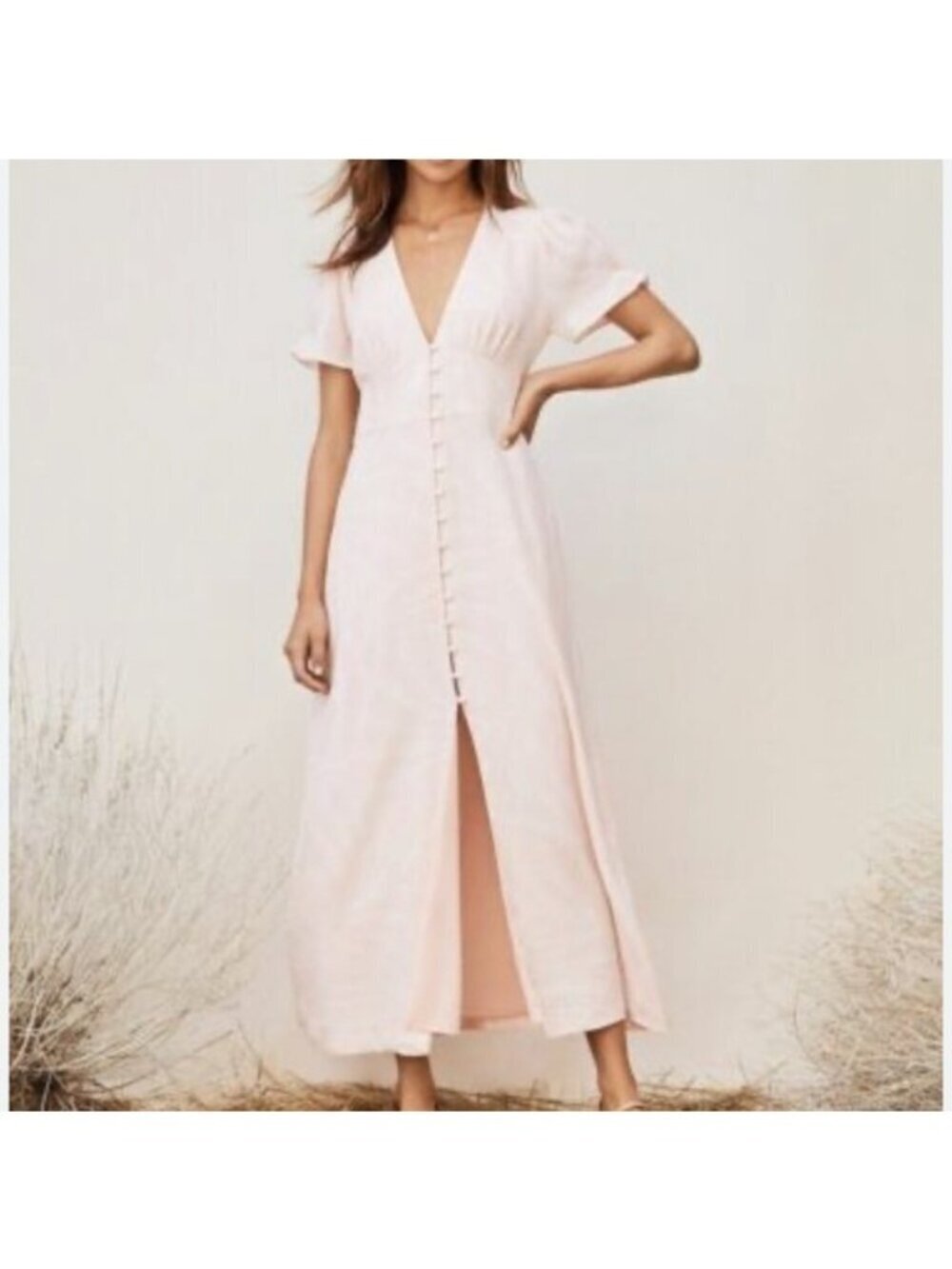 O.P.T Divine baby pink button front midi dress, Size XS